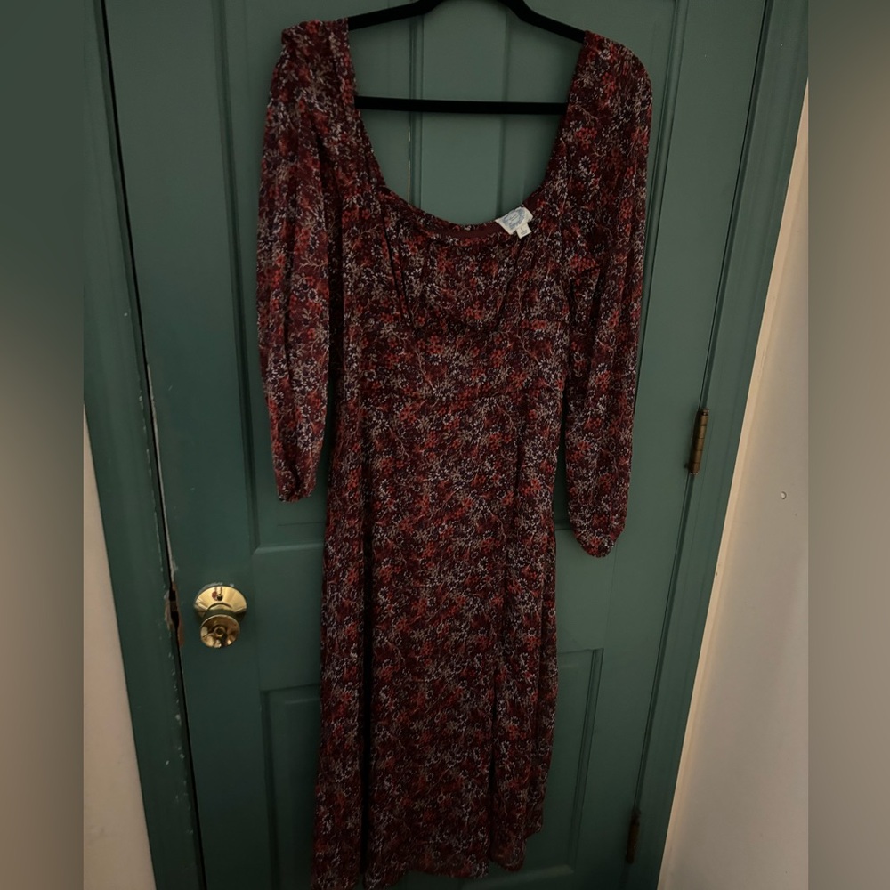 Maroon floral fall dress